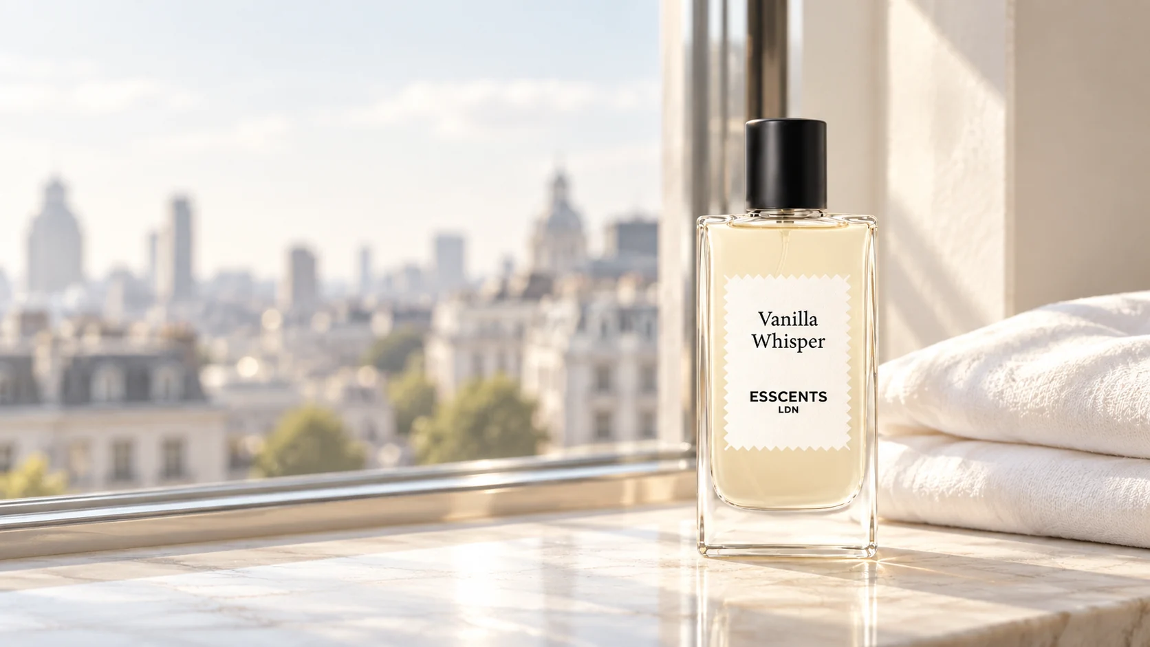 Aura Collection: Vanilla Whisper in a bright city apartment setting