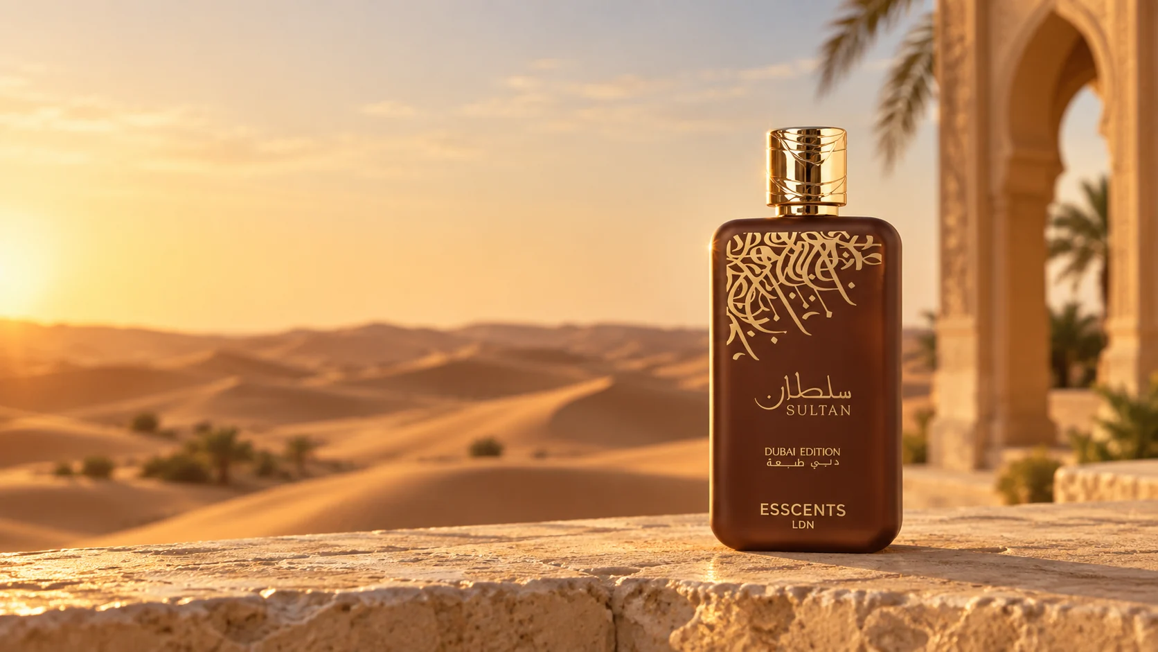 Dubai Collection: Sultan against golden desert dunes and local architecture