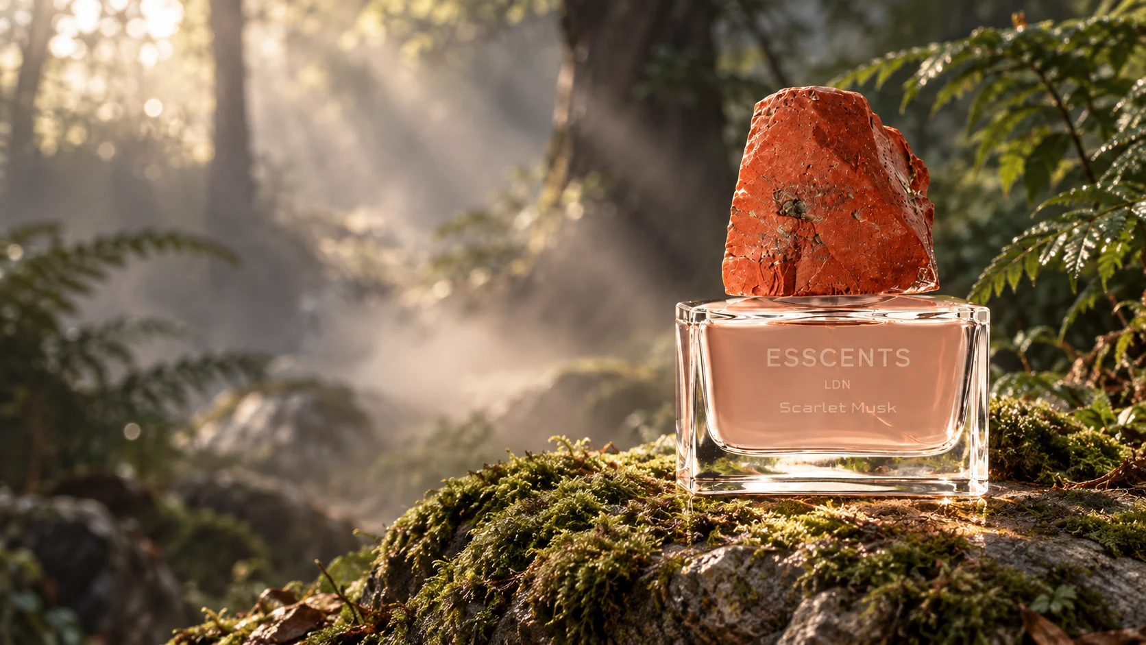 Mystique Collection: Scarlet Musk surrounded by moss and woodland light
